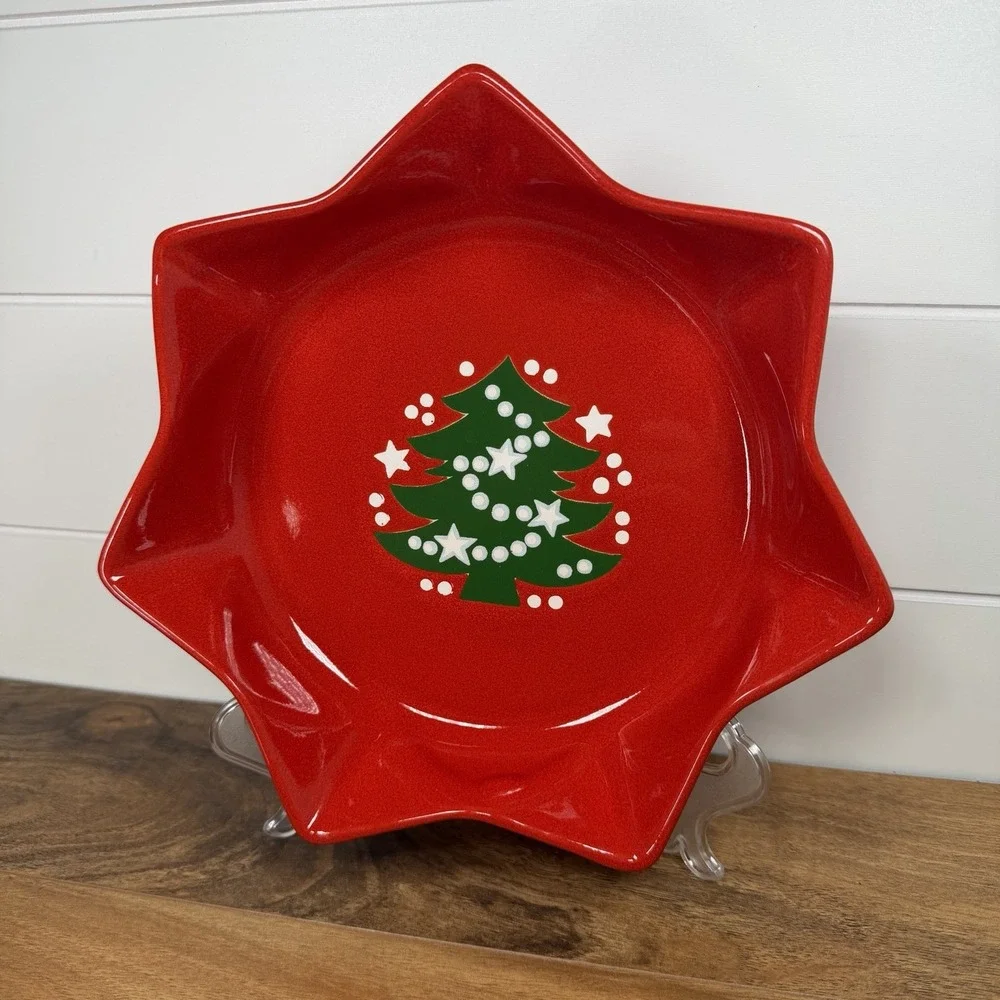 Waechtersbach VTG West Germany Star Serving Bowl Christmas Tree Red Vintage